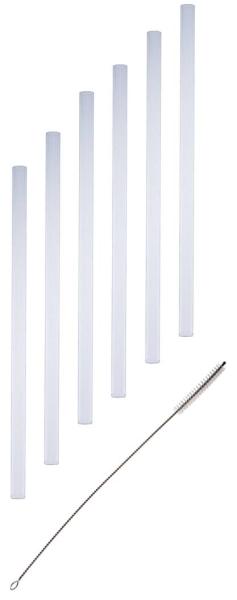 Trinkhalme Glas 20cm gerade mit Reinigungsbürste - 7tlg. Set